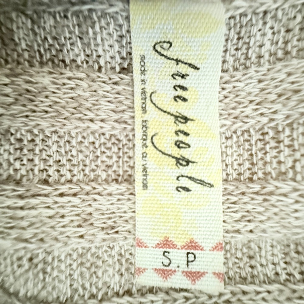 Free People Ribbed Knit Long Sleeve Top Beige Size S‎ festival minimalist indie - Picture 6 of 7